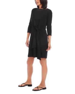 Three Quarter Sleeve Tie Waist Dress