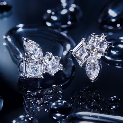 6 Lab-Grown Diamond Ear Climber Earring in 14K White Gold, 1.70ctw Round Brilliant Lab Grown Diamonds