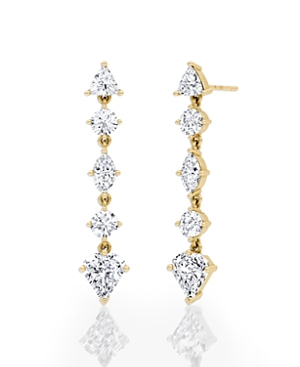 Mixed Shape Pave Dangle Earrings with Shield Drop in 14K Gold, 3.0ctw Lab Grown Diamonds
