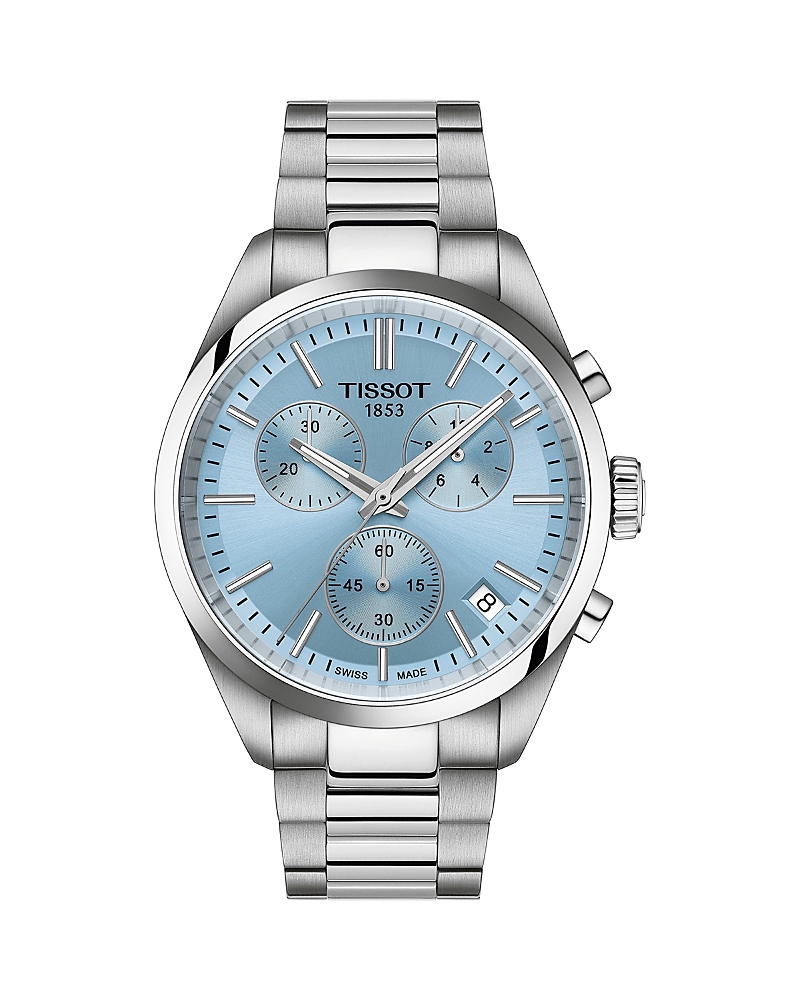 Tissot Men's Swiss Chronograph Pr 100 Stainless Steel Bracelet Watch 40mm In Blue/silver