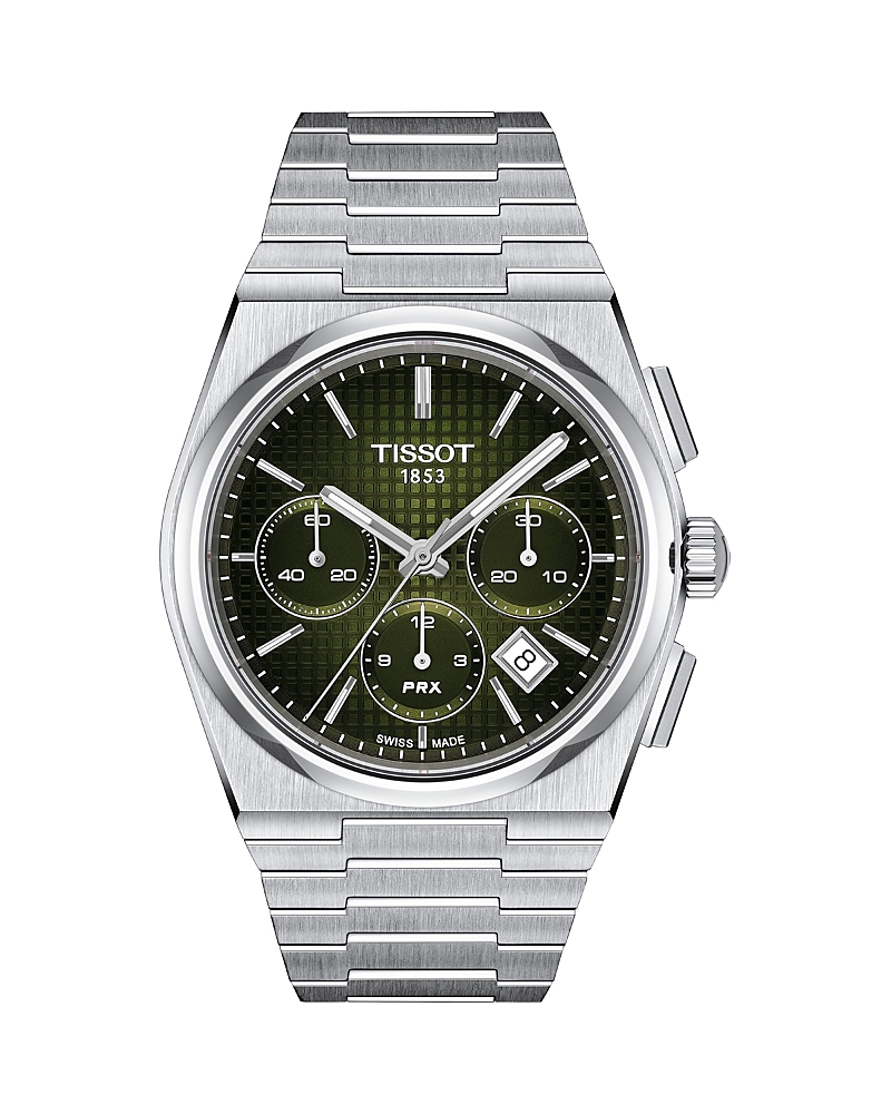 Tissot Mens Green T137.427.11.091.00 Prx Chrono Stainless-steel Automatic Watch In Green/silver