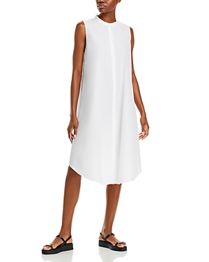 Eileen Fisher Mandarin Collar Dress In White