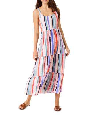 Nzt Nic+Zoe Painted Striped Tiered Maxi Dress