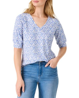 Nzt Nic+Zoe Dotty Ikat Elbow Sleeve Top