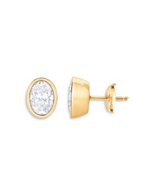 Bloomingdale's Fine Collection - Certified Lab Grown Diamond Oval Bezel Stud Earrings in 18K Yellow Gold