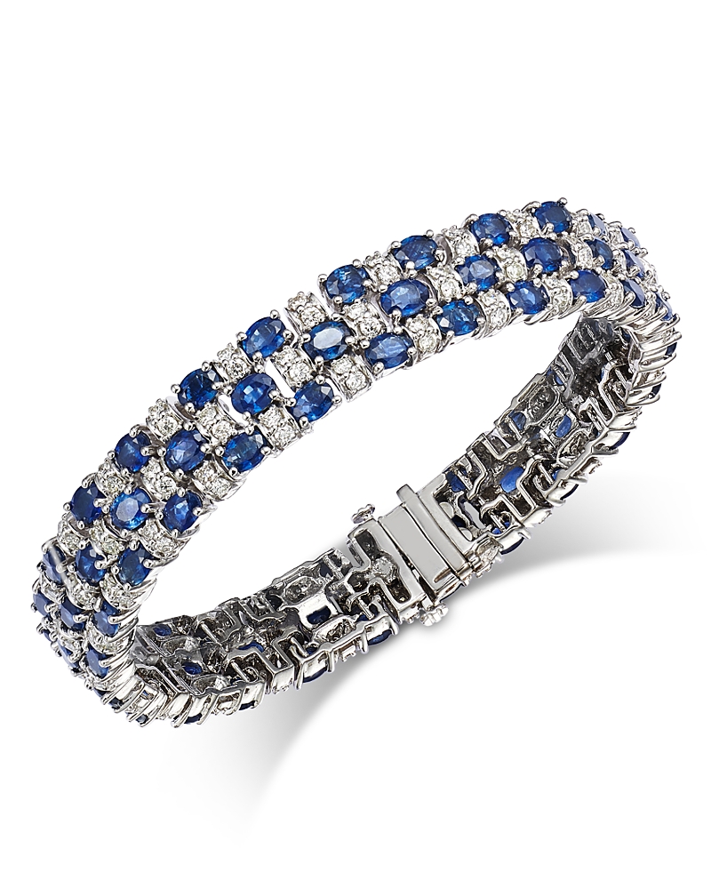 Bloomingdale's Fine Collection Blue Sapphire and Diamond Bracelet in 14K White Gold