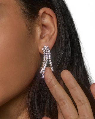 Perfect Tennis Cubic Zirconia Slim Chandelier Earrings in 18K Gold Plated