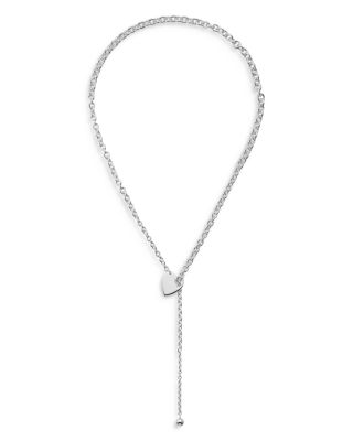 Sterling Silver Trademark Heart Lariat Necklace, 24&amp;quot;