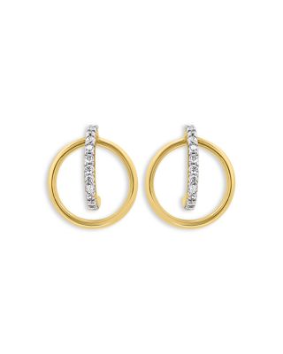 Aqua Cubic Zirconia Orbital Circle Drop Earrings in 18K Gold Plated Sterling Silver - Exclusive
