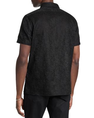 Cotton Lace Jacquard Regular Fit Button Down Shirt 