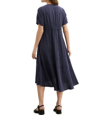  The V-Neck Gingham Seersucker Maternity Dress