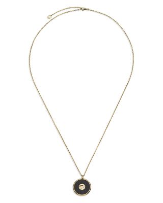 18K Yellow Gold Interlocking Diamond & Black Onyx Pendant Necklace, 27"