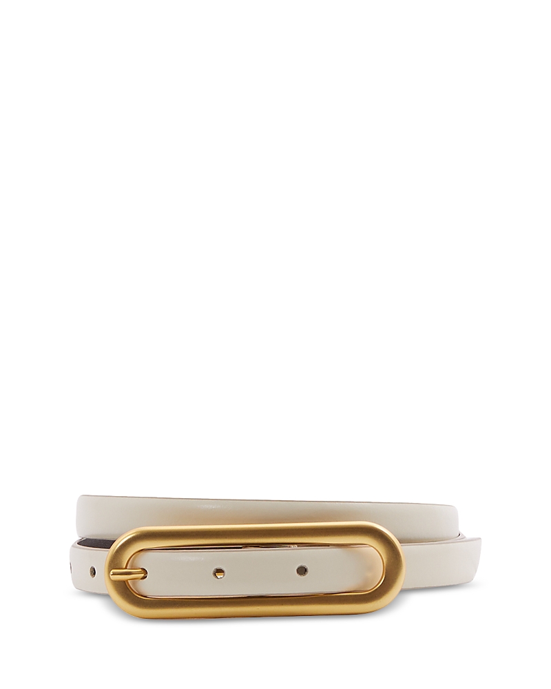 Reiss Off White Thin Leather Elongated Buckle Belt In Off White