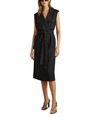 REISS - Petite Kimora Midi Button Front Dress