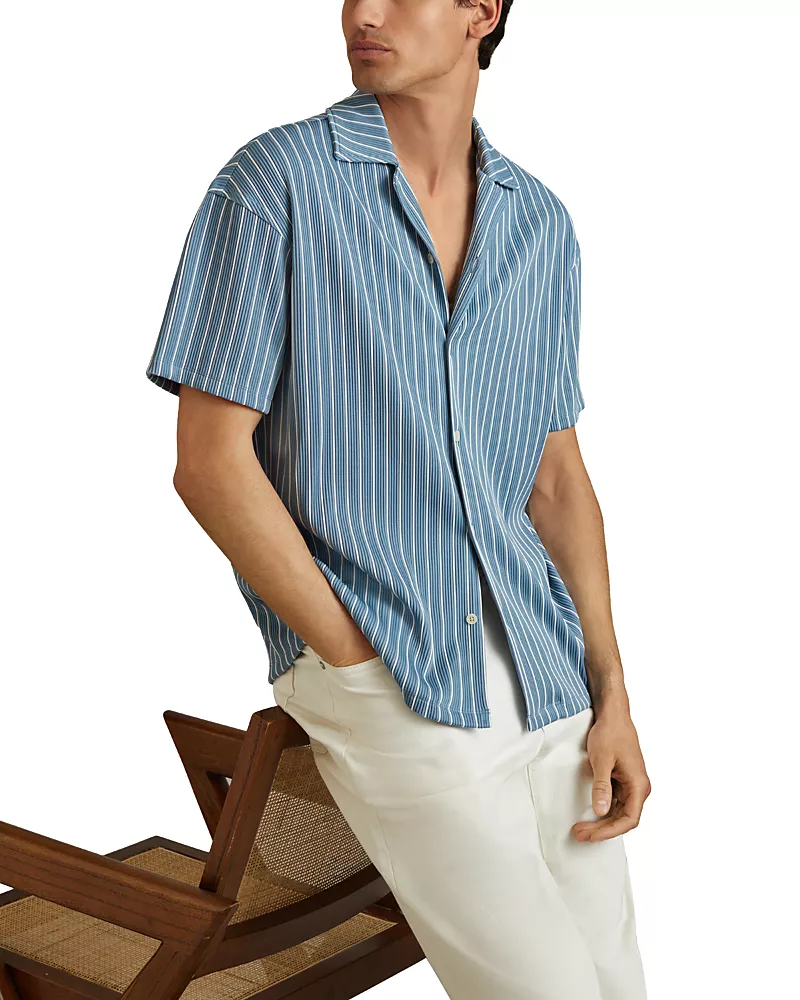 Reiss Neptune Striped Cuban Shirt