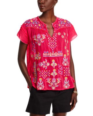 Johnny Was high quality • Pink Embroidered Blouse