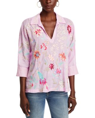 Johnny Was Darcy Floral Embroidered Popover Shirt Bloomingdale s