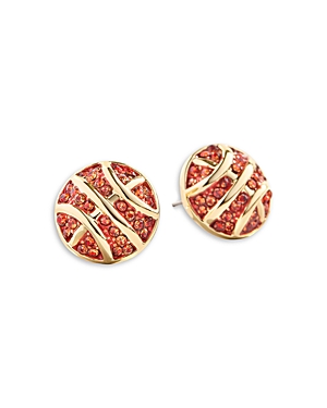 Baublebar Three Pointer Pave Basketball Stud Earrings In Orange/gold