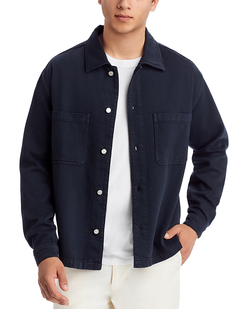 Frame Relaxed Cotton Button-up Shirt In Navy