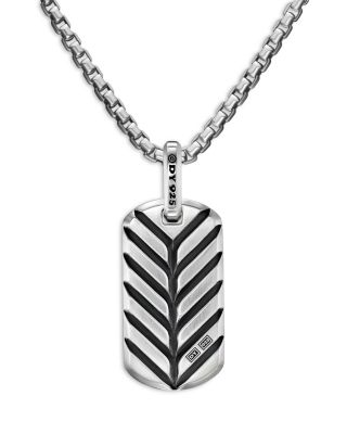 Men's Chevron Tag in Sterling Silver with Malachite, 27mm