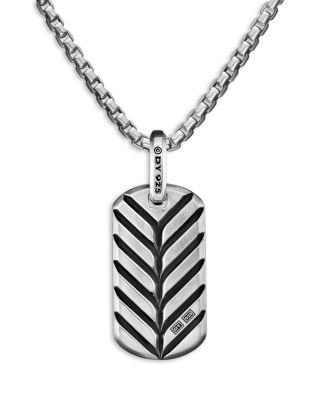 Men's Chevron Tag in Sterling Silver with Tiger's Eye, 27mm