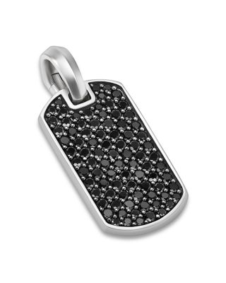 Men's Chevron Tag in Sterling Silver with Black Diamonds, 21mm