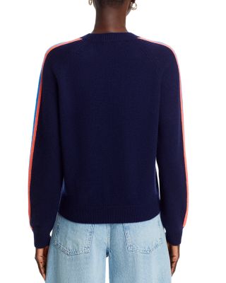 100% Cashmere Rainbow Athletic Stripe Sweater - Exclusive