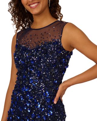 Beaded Sequin Embellishment Midi Dress