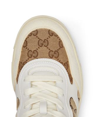 Gucci Men's Re-Web Low Top Canvas and Leather Sneakers
