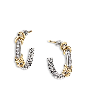 Petite Helena Wrap Hoop Earrings in Sterling Silver with 18K Yellow Gold and Diamonds, 0.11 ct. t.w.