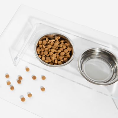 Small Double Bowl Pet Feeder, 1 Pint Bowls