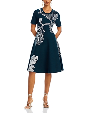Jason Wu Collection Pincushion Floral Knit Dress In Blue