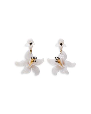 kate spade new york Jet Pave White Flower Statement Earrings
