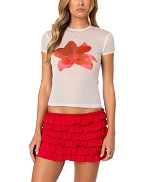 Edikted Aloha Sheer Mesh Tee In White