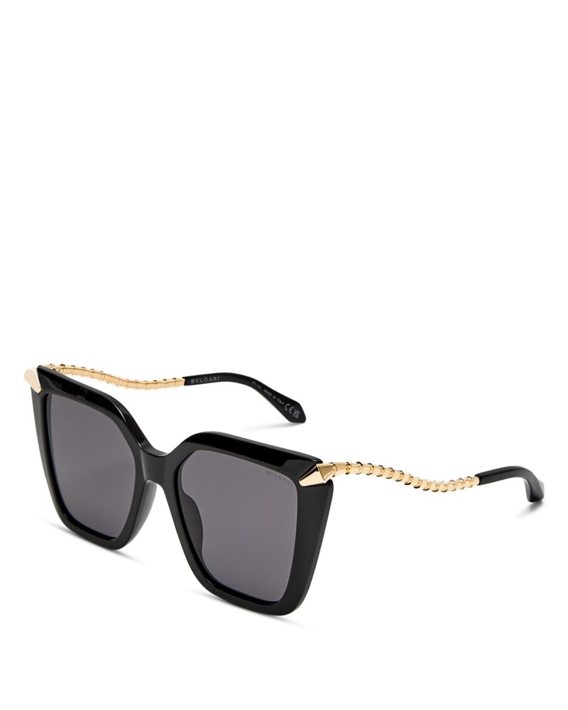 Bvlgari Square Sunglasses, 55mm in Black/Gray Solid