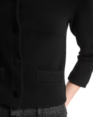 Wool Cashmere Shrunken Snap Front Cardigan