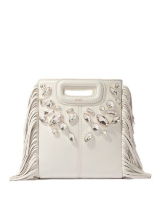 M Mini Fringe Crystal Leather Crossbody Bag