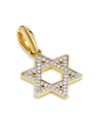 Men's Star of David Pendant in 18K Yellow Gold with Diamonds, 0.28 tcw