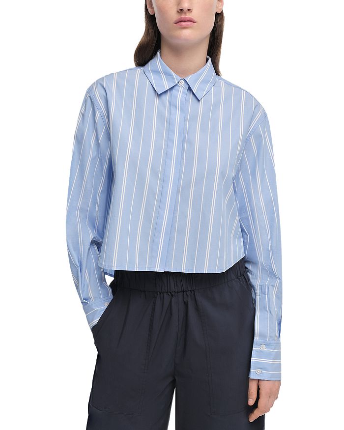 Simkhai Winslow Cotton Cropped Shirt in French Blue