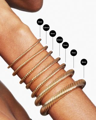 Classic Cablespira&reg; Bracelet in 18K Yellow Gold with Gold Domes and Diamonds, 5mm