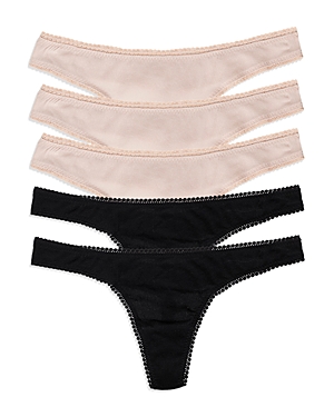 On Gossamer Cabana Hip G Thongs, Set Of 5 In Black/champagne