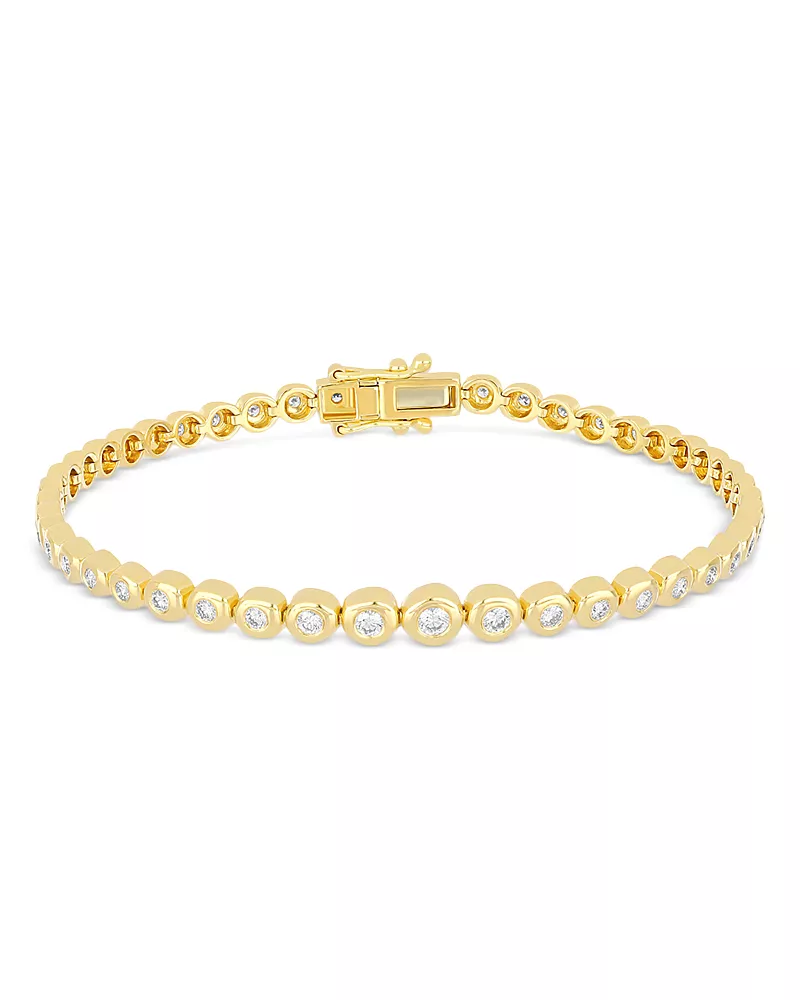 Ef Collection 14K Yellow Gold Graduated Diamond Pillow Eternity Bracelet