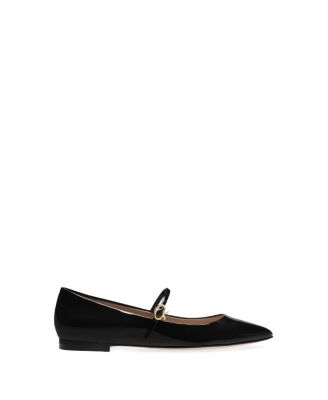Gianvito Rossi Pointed-toe Buckle-strap Ballerina Shoes In Schwarz