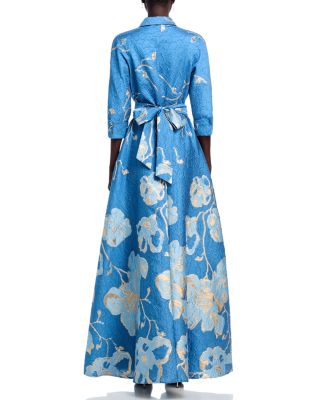 Metallic Jacquard Shirtwaist Gown