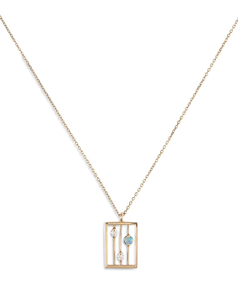 Wwake 14k Yellow Gold Opal Drift Pendant Necklace, 16 In Blue/gold