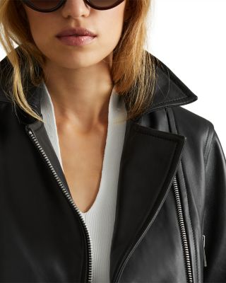 REISS Febe Belted Leather Moto Jacket | Bloomingdale's