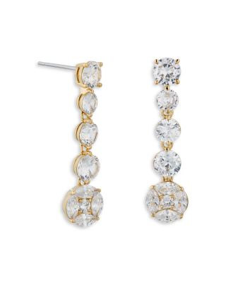 Nadri Tessarae Cubic Zirconia Linear Drop Earrings 18K Gold Plated
