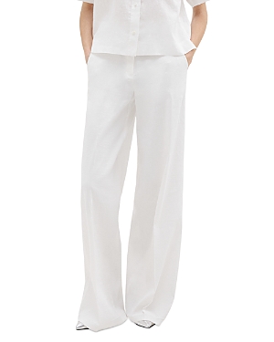 Theory Women's Linen-blend Wide-leg Trousers In White
