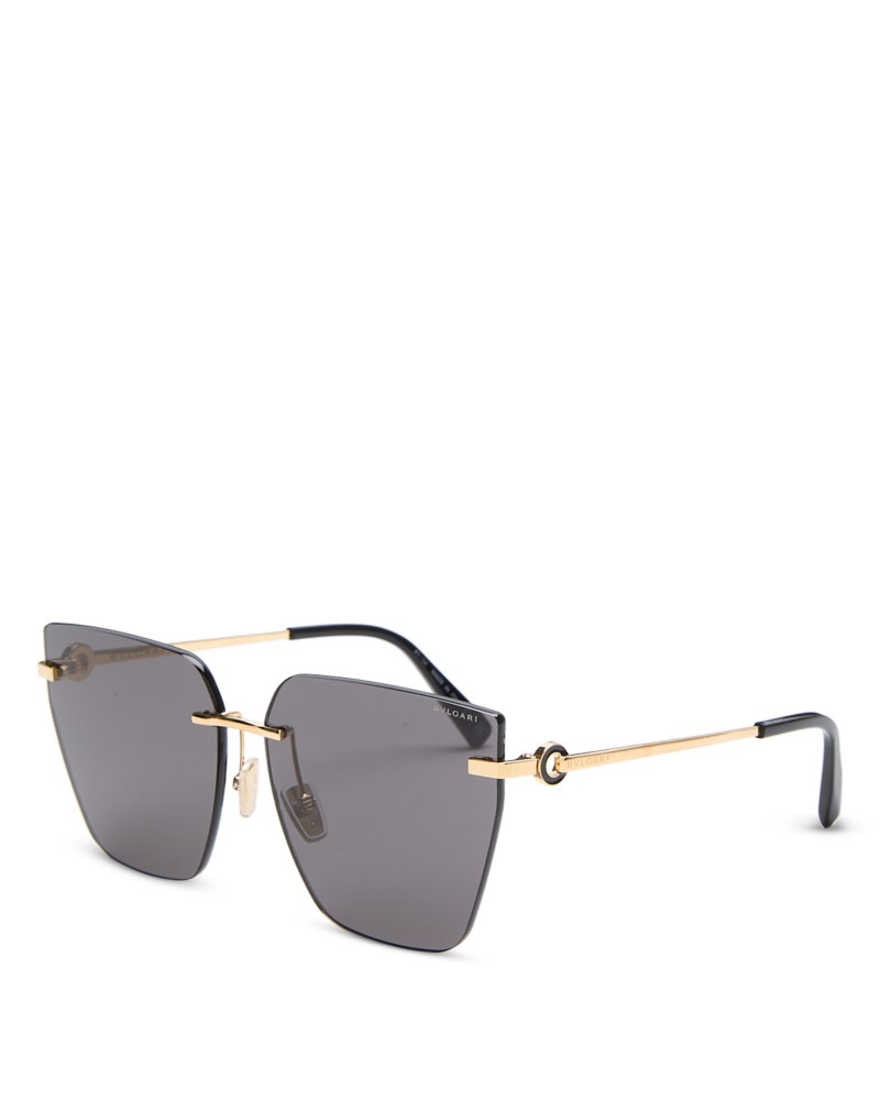 Bvlgari Square Sunglasses, 61mm in Gold/Gray Solid