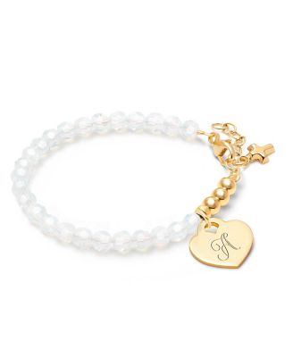 Tiny Blessings - Children's 14K Gold Signature White Crystal with Cross Girls' 5.25" Bracelet